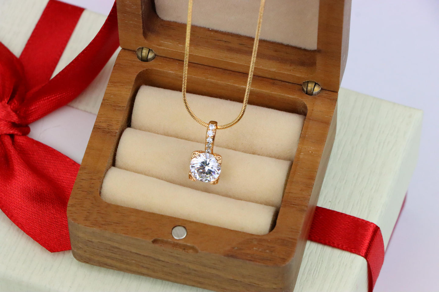 Elegant White Solitaire Pendant with Sparkling Bail Accent, XPPT1715 (2150-8)