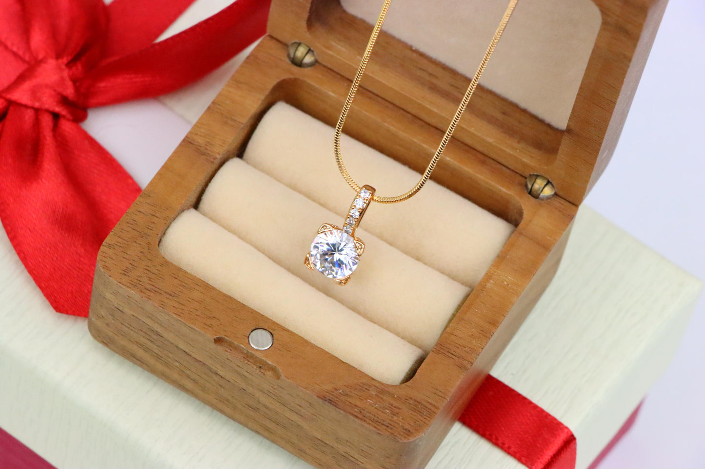 Elegant White Solitaire Pendant with Sparkling Bail Accent, XPPT1715 (2150-8)