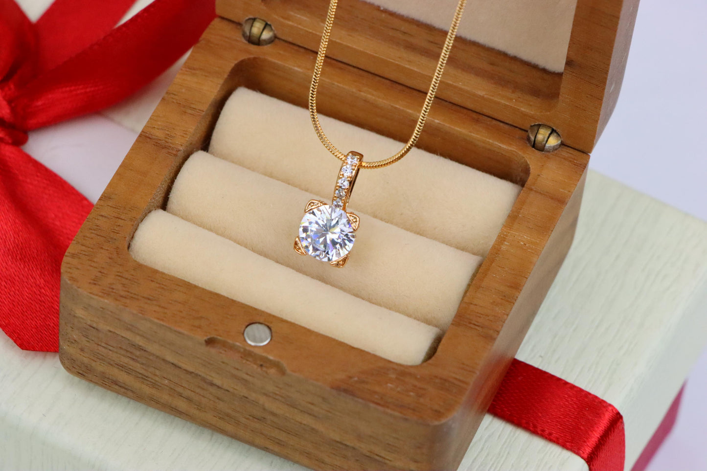 Elegant White Solitaire Pendant with Sparkling Bail Accent, XPPT1715 (2150-8)