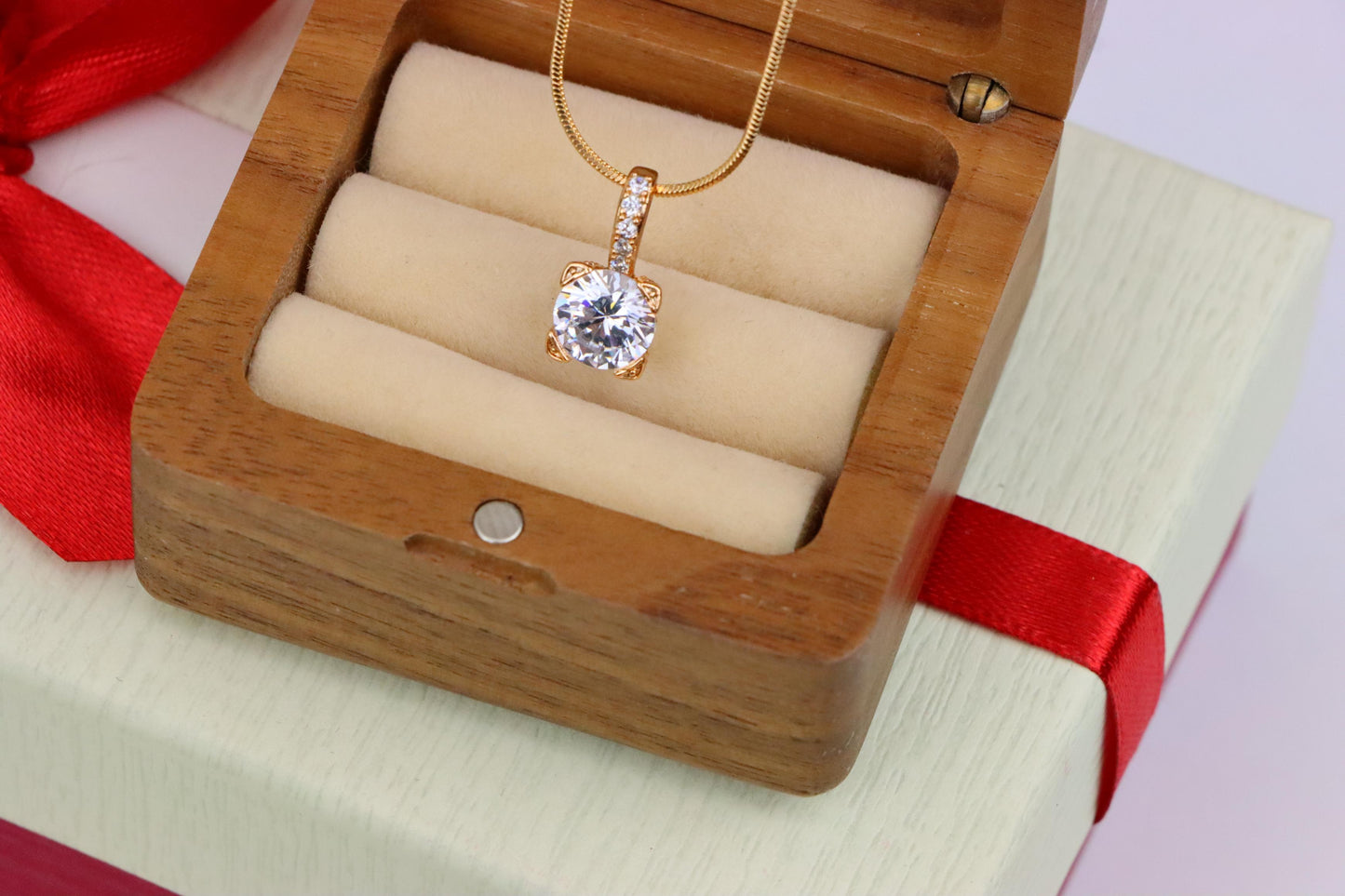 Elegant White Solitaire Pendant with Sparkling Bail Accent, XPPT1715 (2150-8)