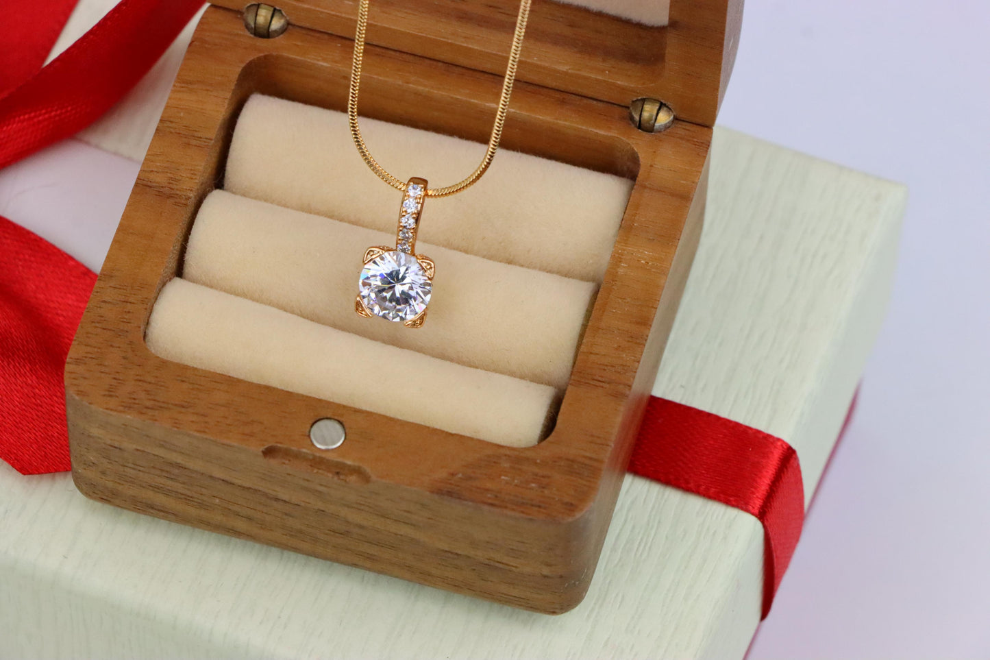 Elegant White Solitaire Pendant with Sparkling Bail Accent, XPPT1715 (2150-8)