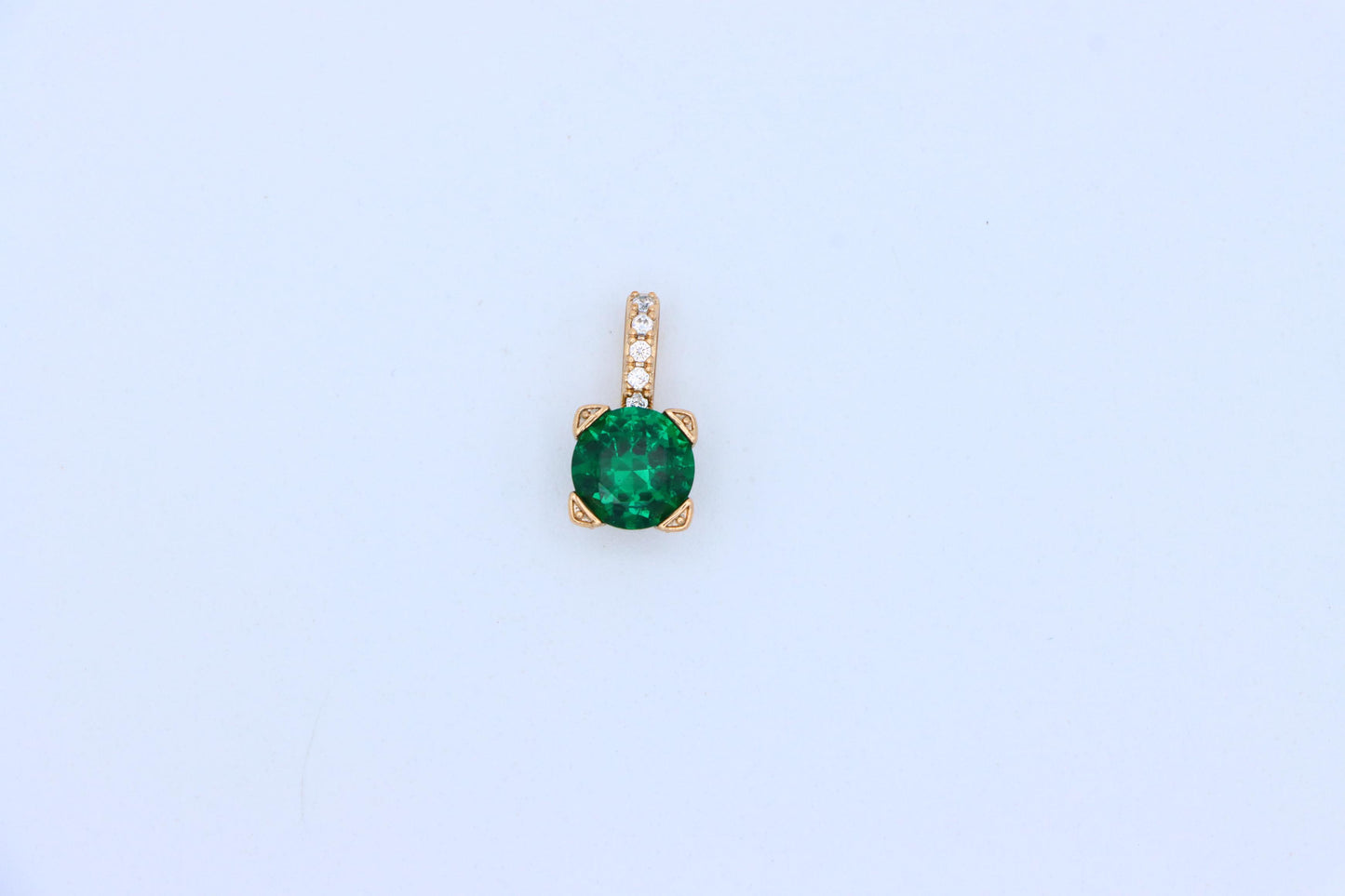 Vibrant Green Round Pendant with Stone-Studded Gold Plated Bail, XPPT1716 (2150-8)