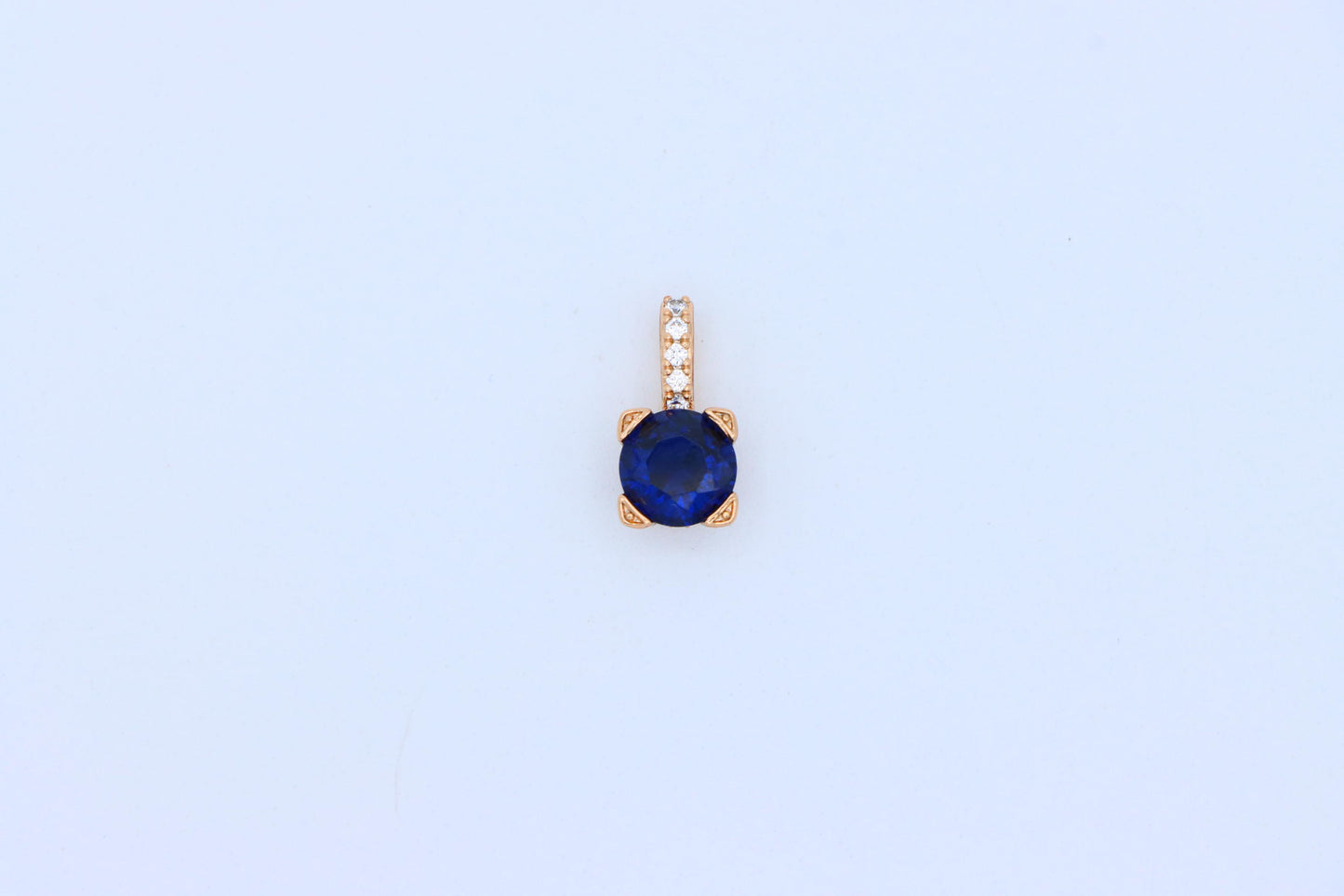 Elegant Blue Round Pendant with Gold Plated Embellished Bail, XPPT1717 (2150-8)