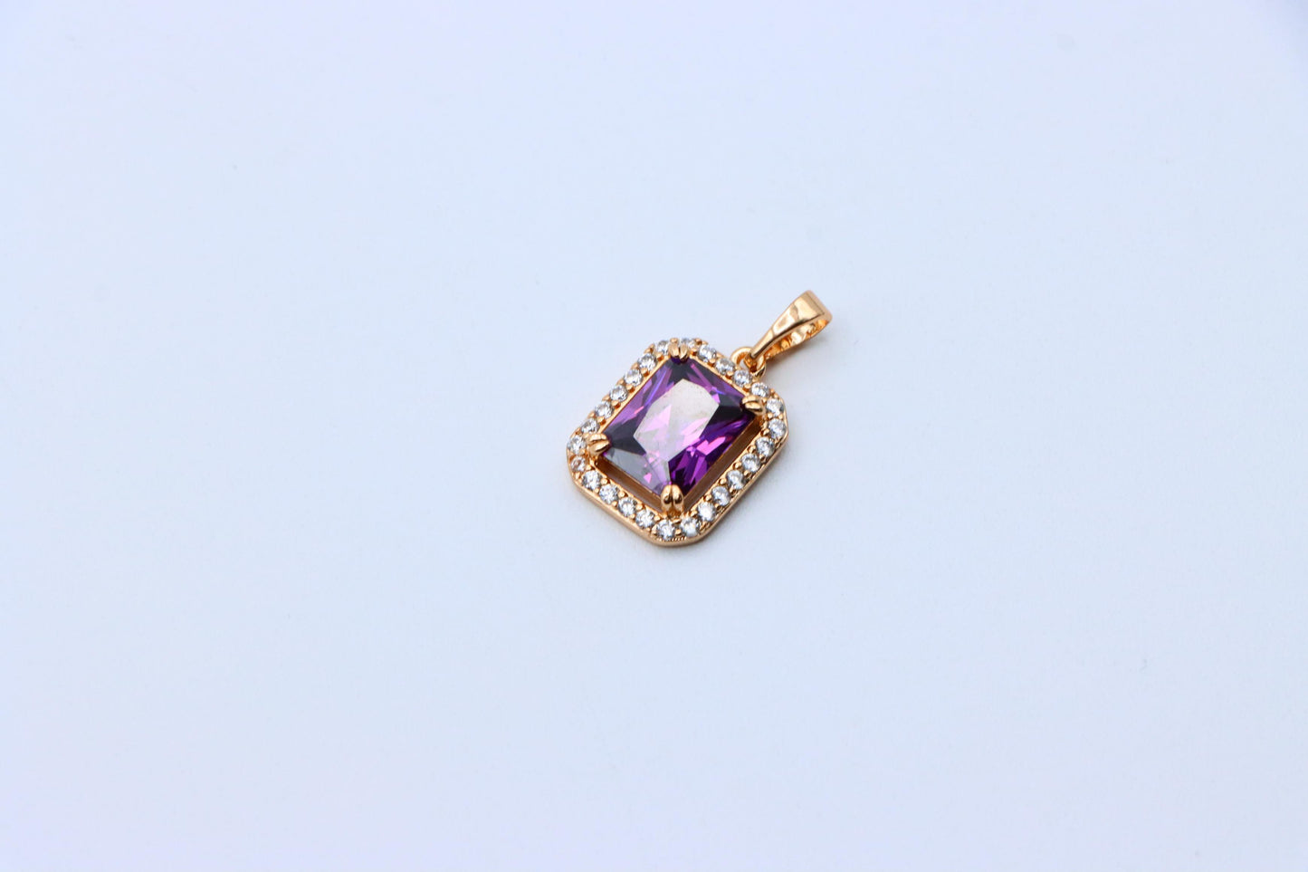 Purple Crystal Rose Gold Pendant with Sparkling White Stone Frame, XPPT1274 (2127-10)