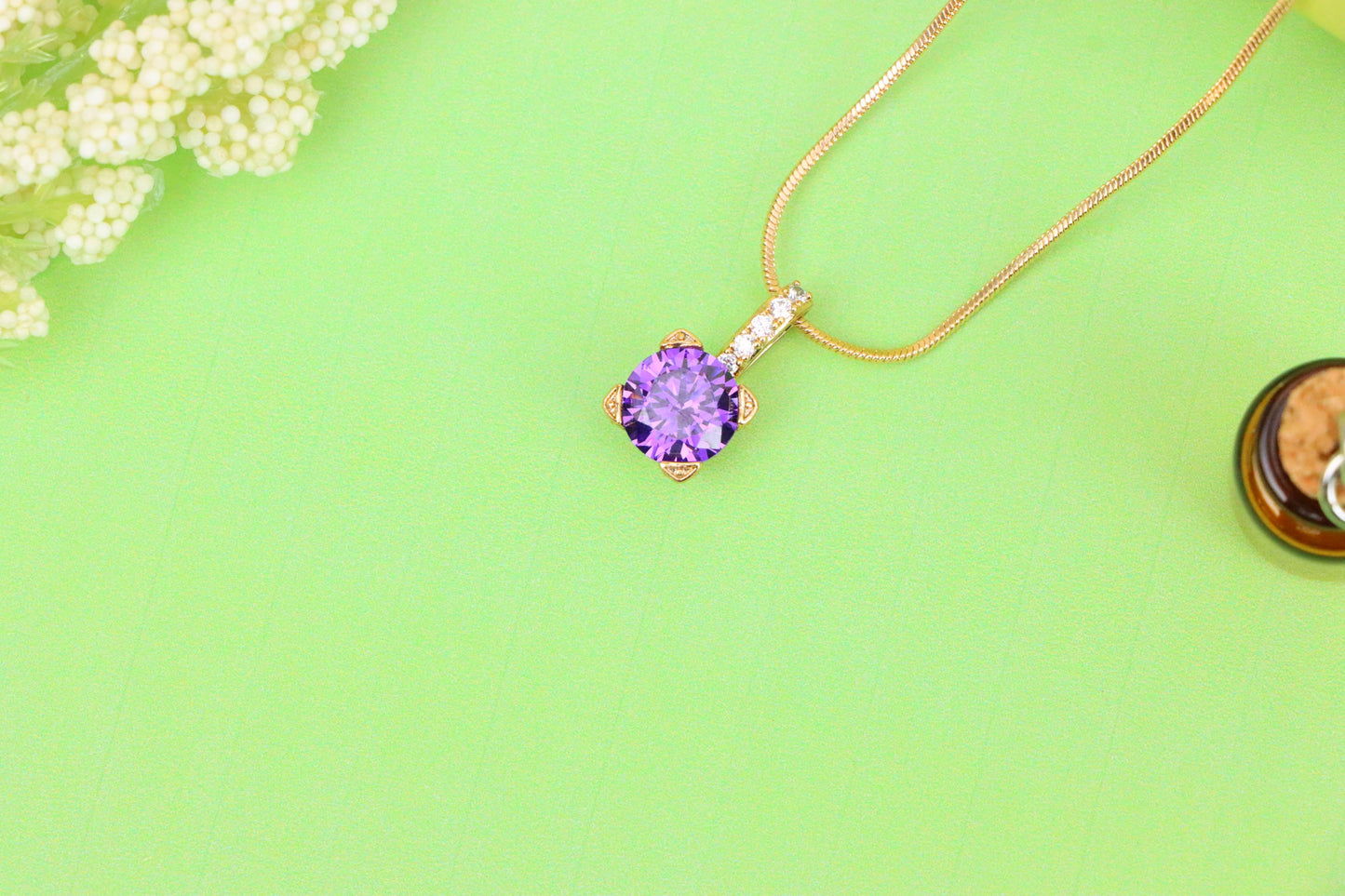 Chic Purple Round Pendant with Gold Plated Accent Bail – Elegant Finish, XPPT1718 (2150-8)