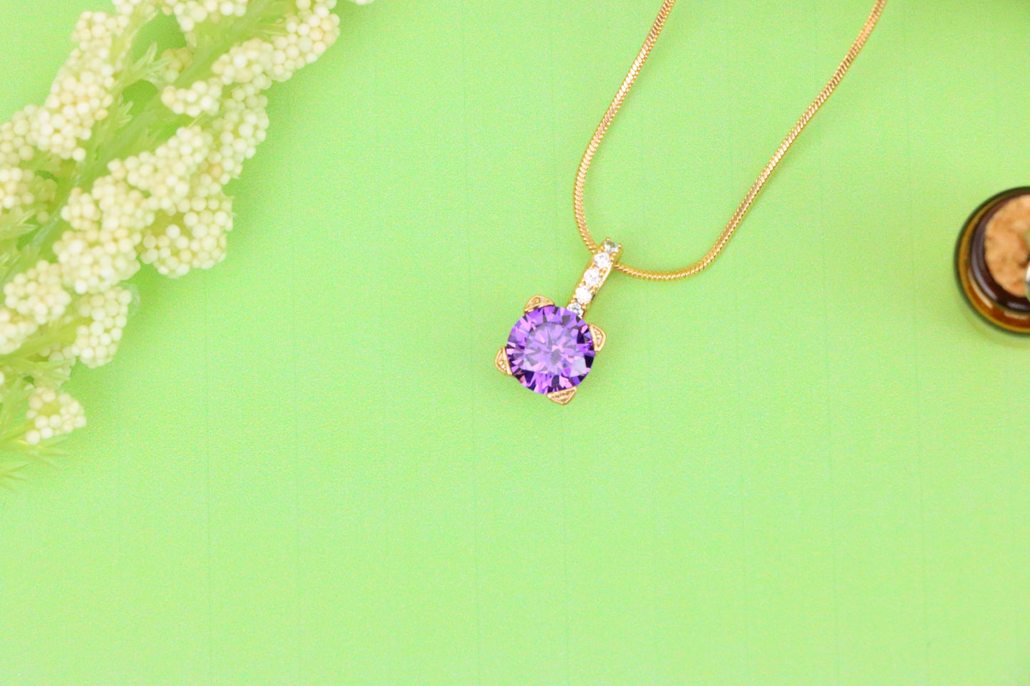 Chic Purple Round Pendant with Gold Plated Accent Bail – Elegant Finish, XPPT1718 (2150-8)
