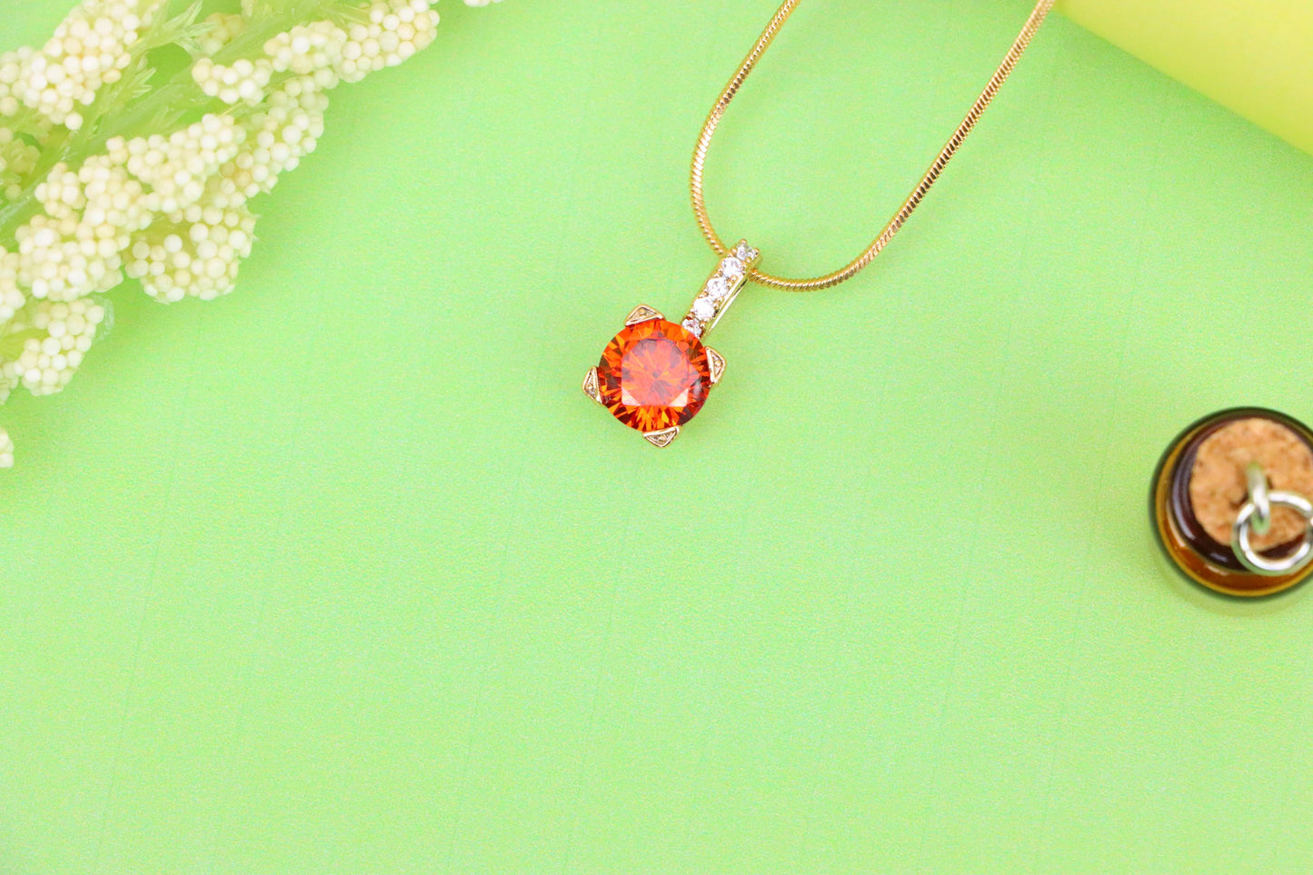 Brilliant Red Round Pendant with Sparkling Bail in Gold Plated Finish, XPPT1719 (2150-8)