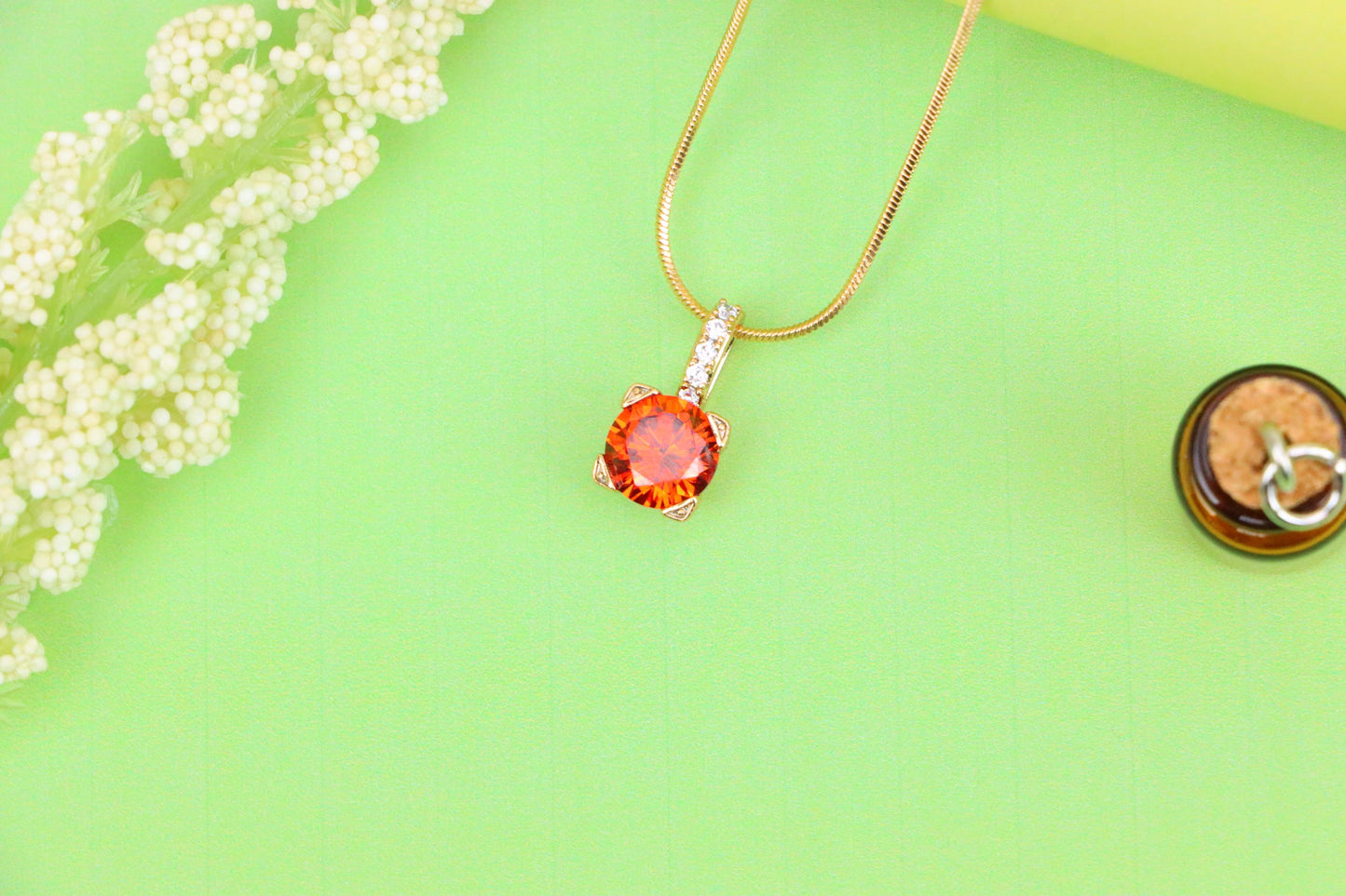 Brilliant Red Round Pendant with Sparkling Bail in Gold Plated Finish, XPPT1719 (2150-8)