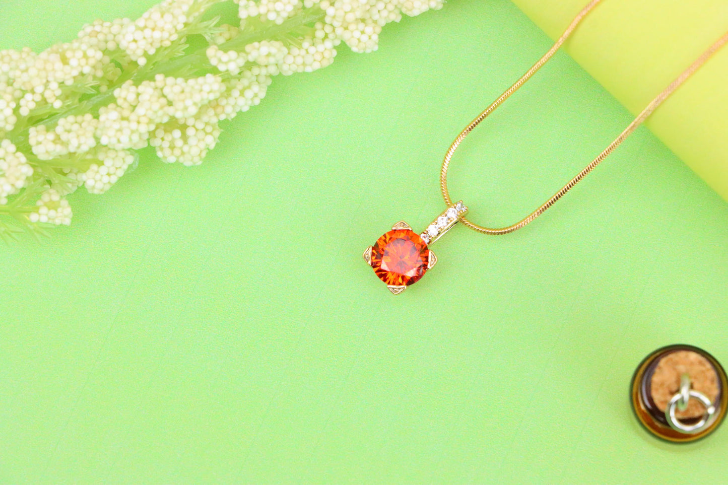 Brilliant Red Round Pendant with Sparkling Bail in Gold Plated Finish, XPPT1719 (2150-8)