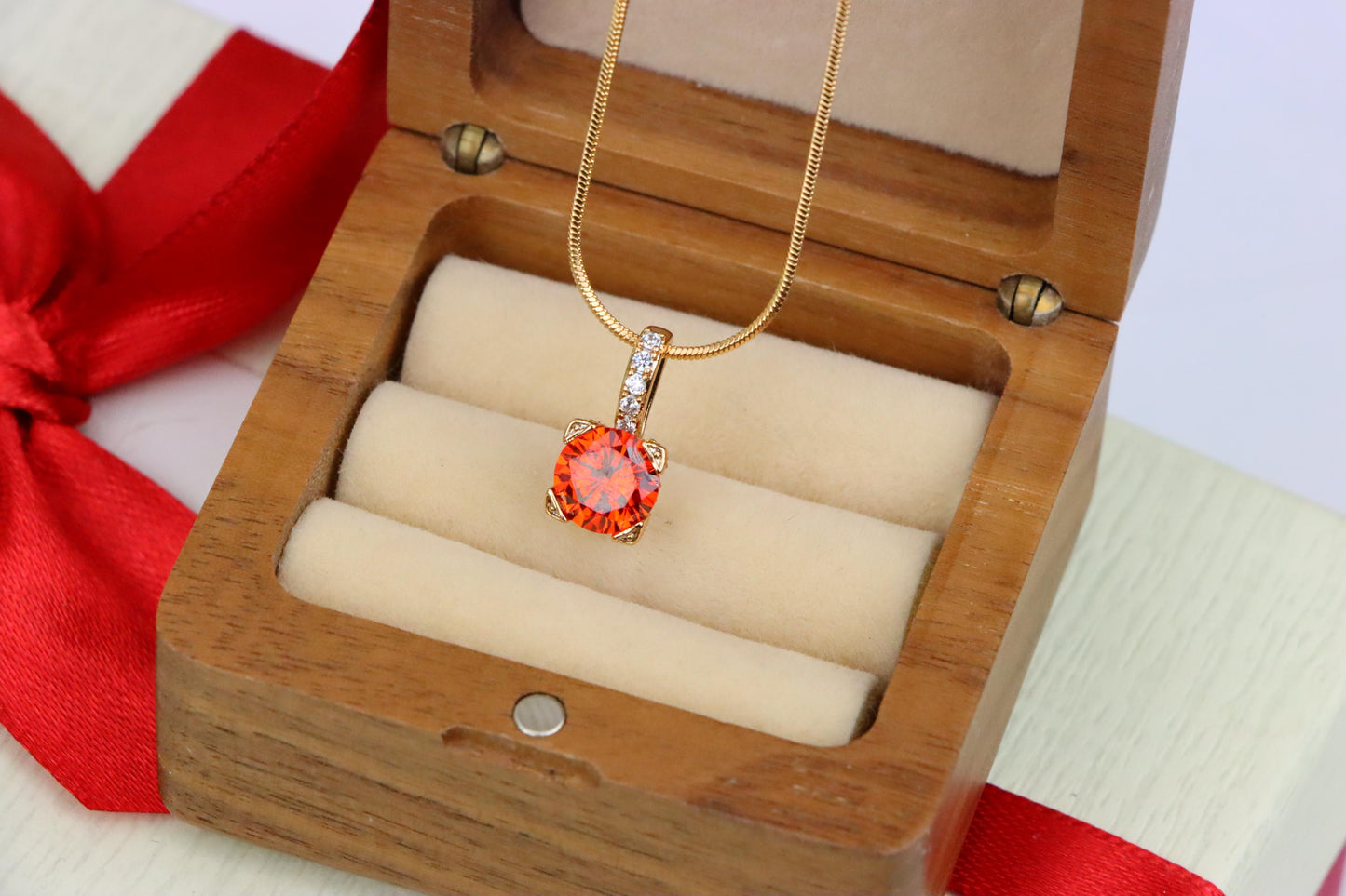 Brilliant Red Round Pendant with Sparkling Bail in Gold Plated Finish, XPPT1719 (2150-8)