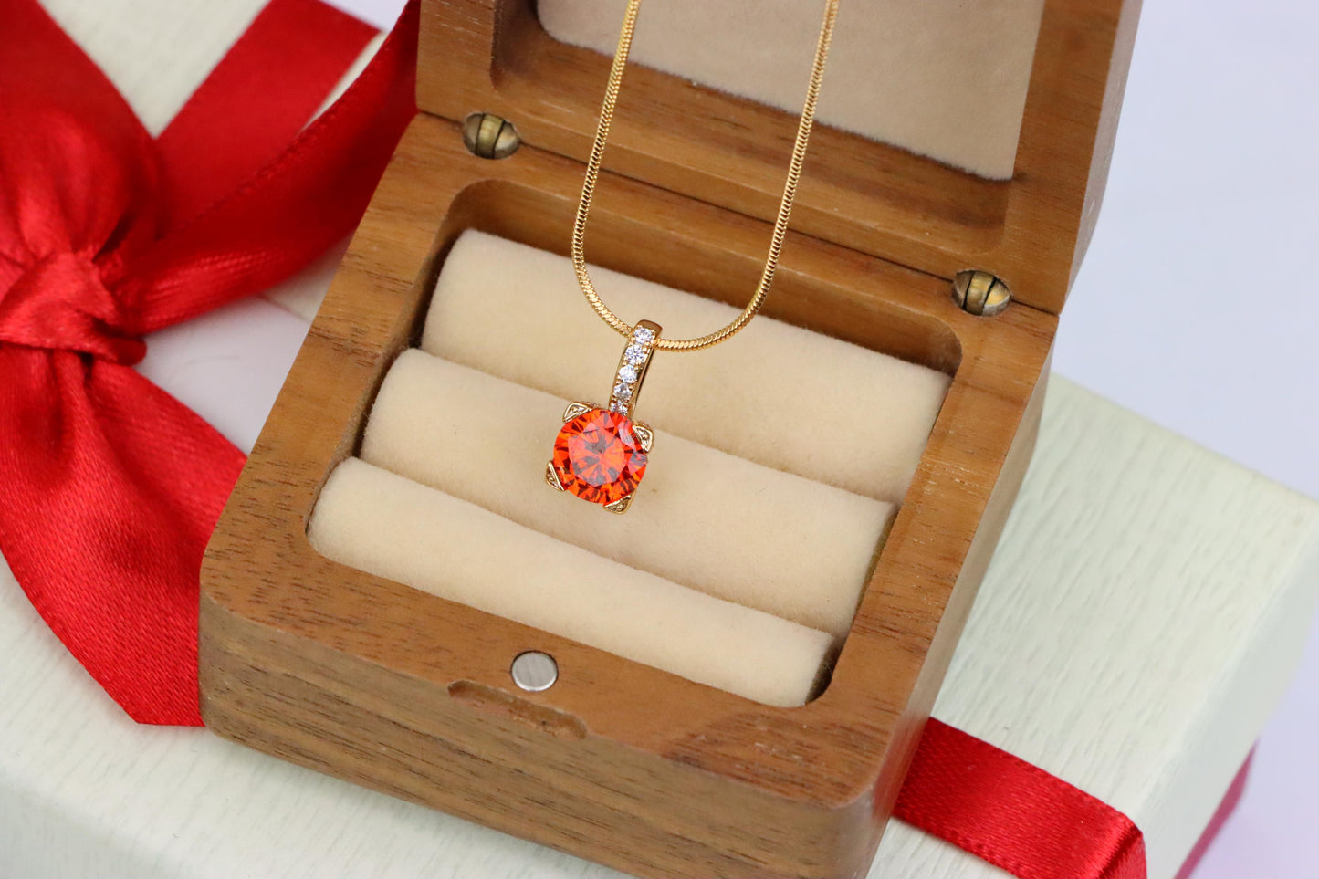 Brilliant Red Round Pendant with Sparkling Bail in Gold Plated Finish, XPPT1719 (2150-8)