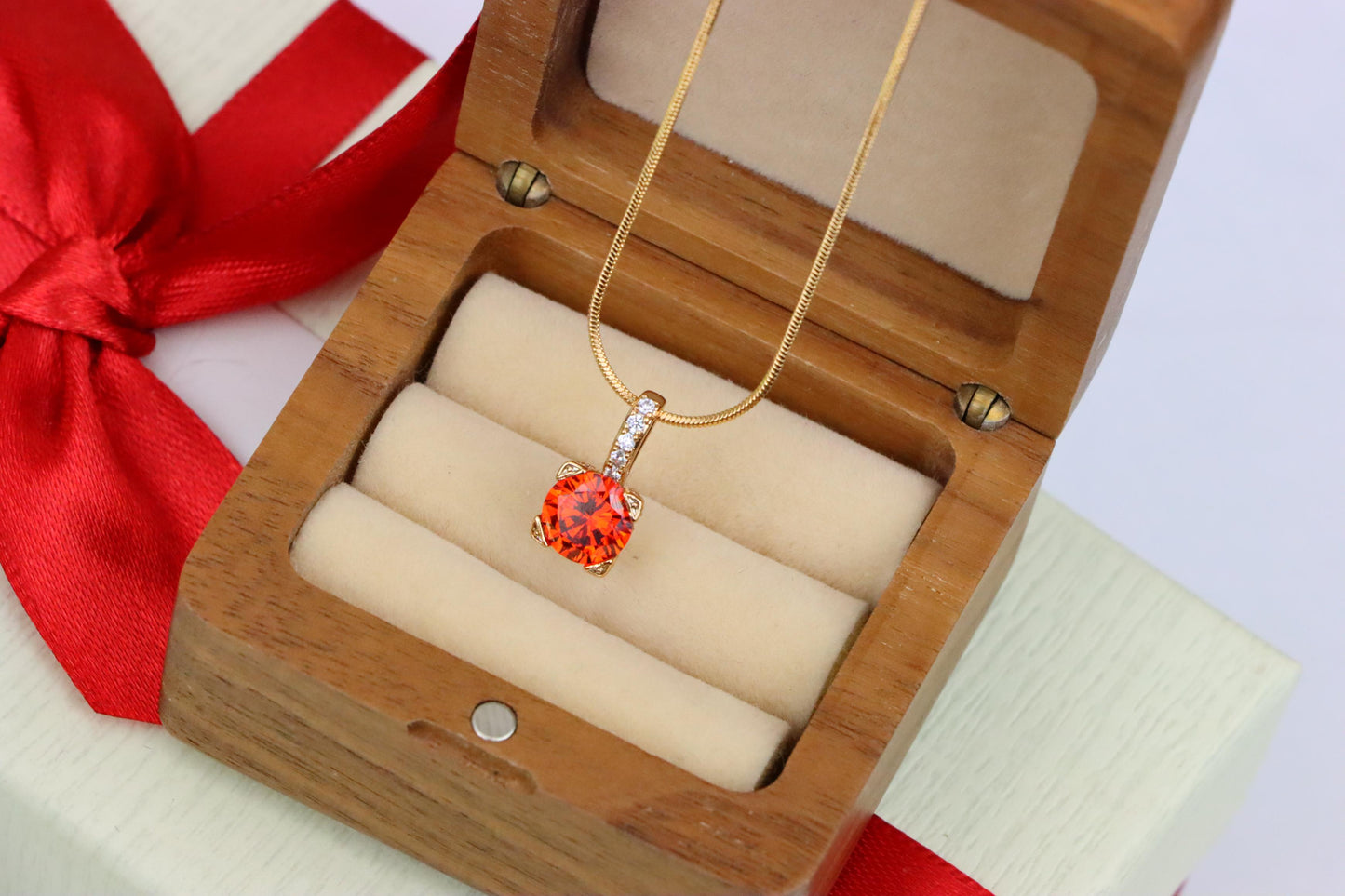 Brilliant Red Round Pendant with Sparkling Bail in Gold Plated Finish, XPPT1719 (2150-8)