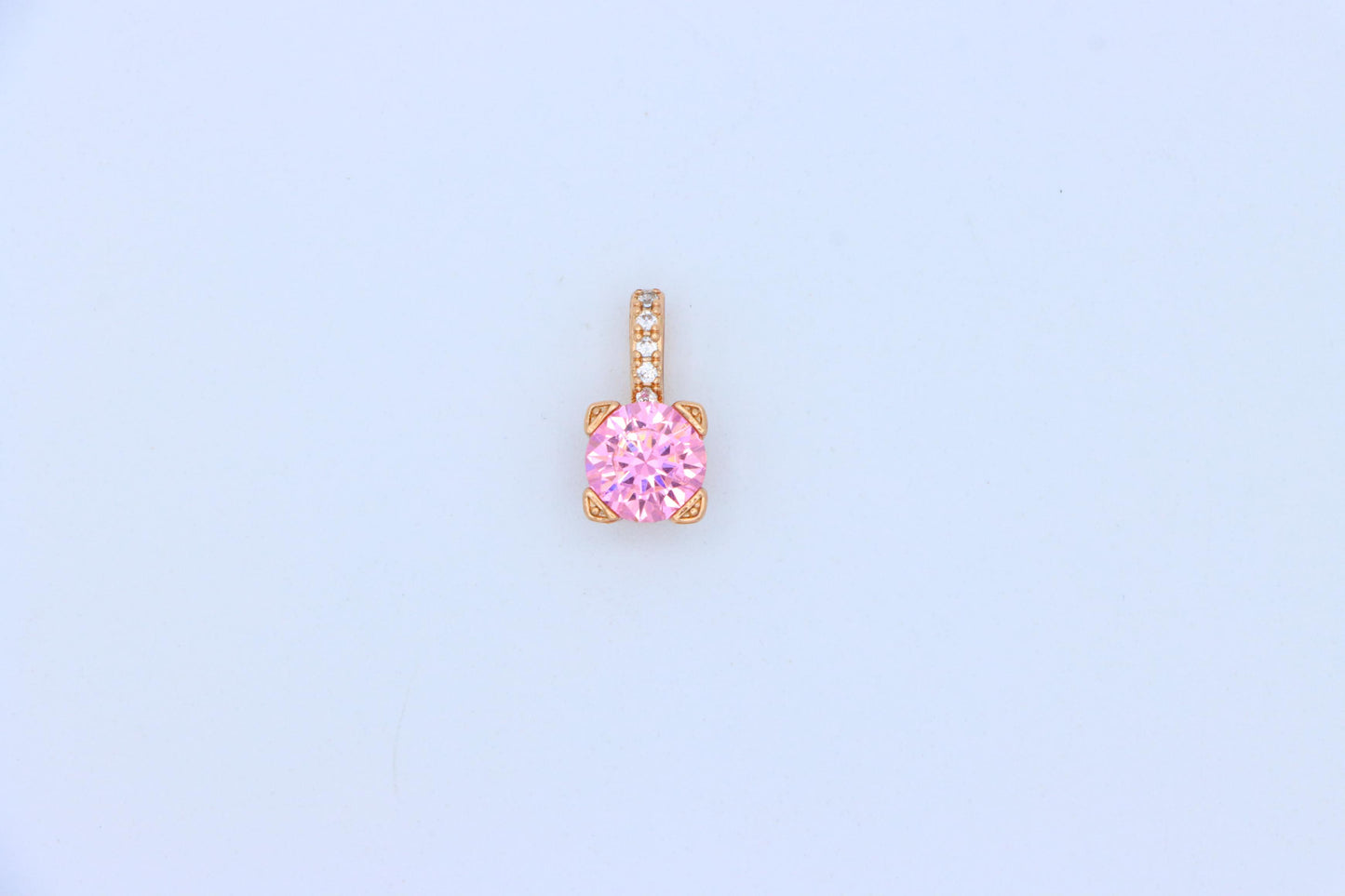 Elegant Pink Round Pendant with Gold Plated Sparkling Bail Detail, XPPT1720 (2150-8)