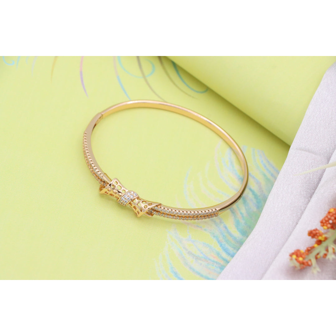 Rose Gold Bangle with Sparkling Bow Design, XPBL0574 (2058-4)