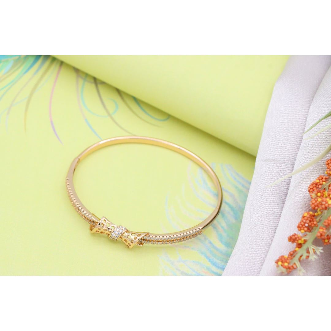 Rose Gold Bangle with Sparkling Bow Design, XPBL0574 (2058-4)