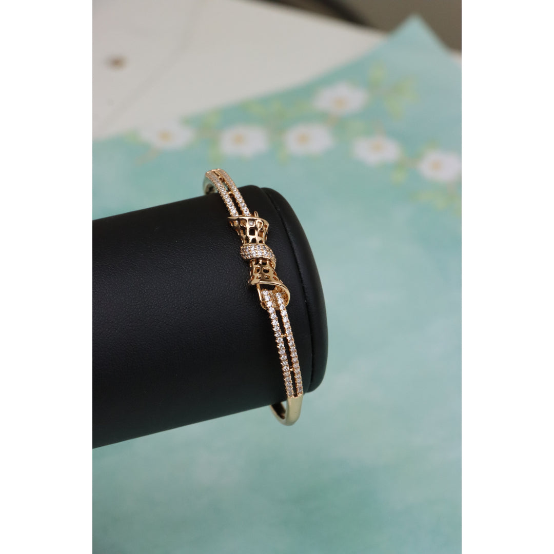 Rose Gold Bangle with Sparkling Bow Design, XPBL0574 (2058-4)