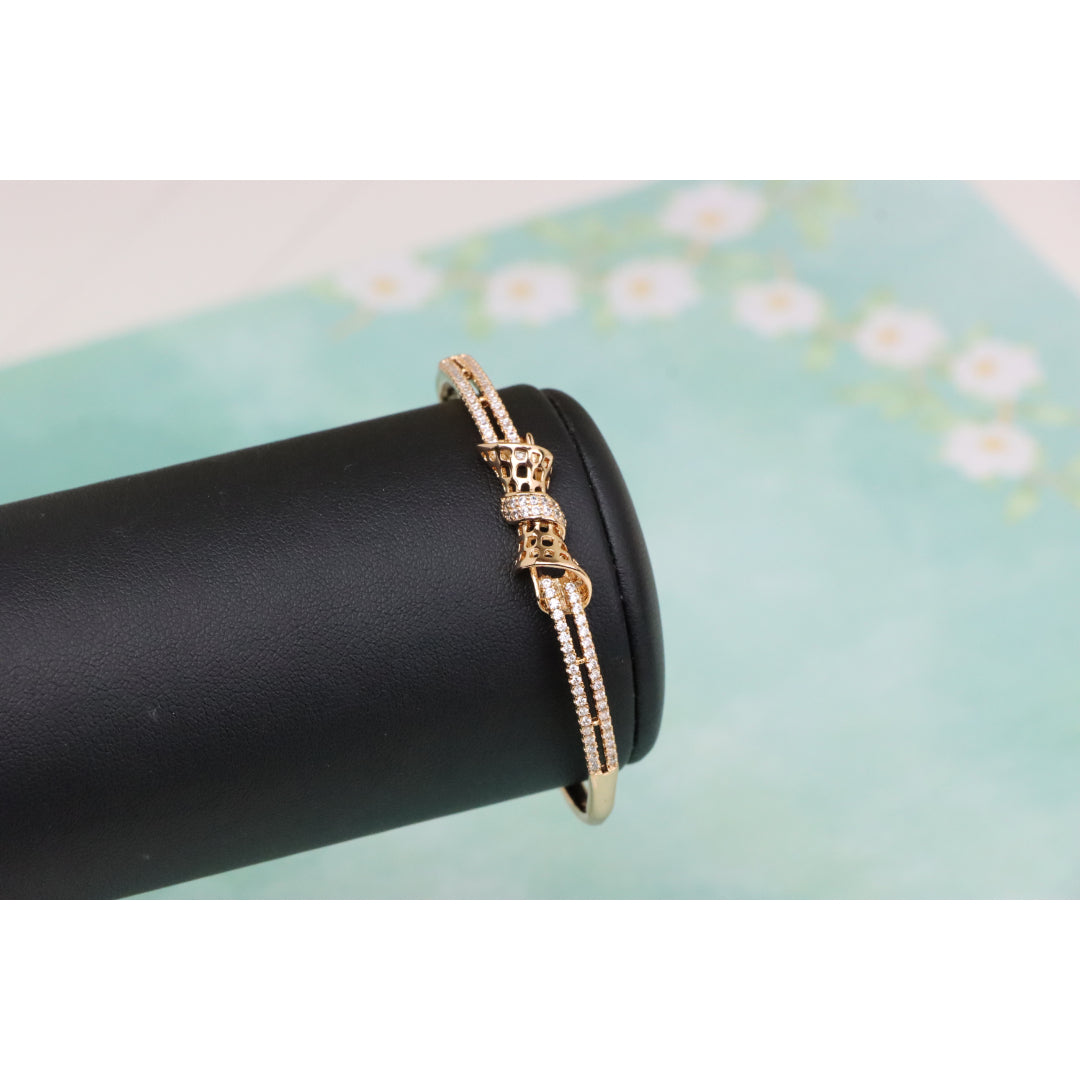 Rose Gold Bangle with Sparkling Bow Design, XPBL0574 (2058-4)