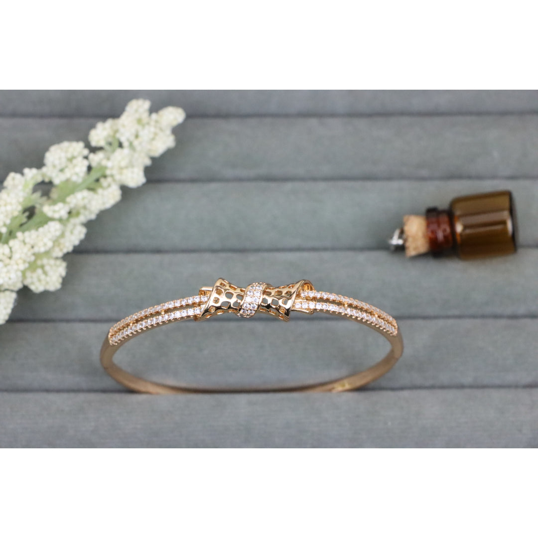 Rose Gold Bangle with Sparkling Bow Design, XPBL0574 (2058-4)