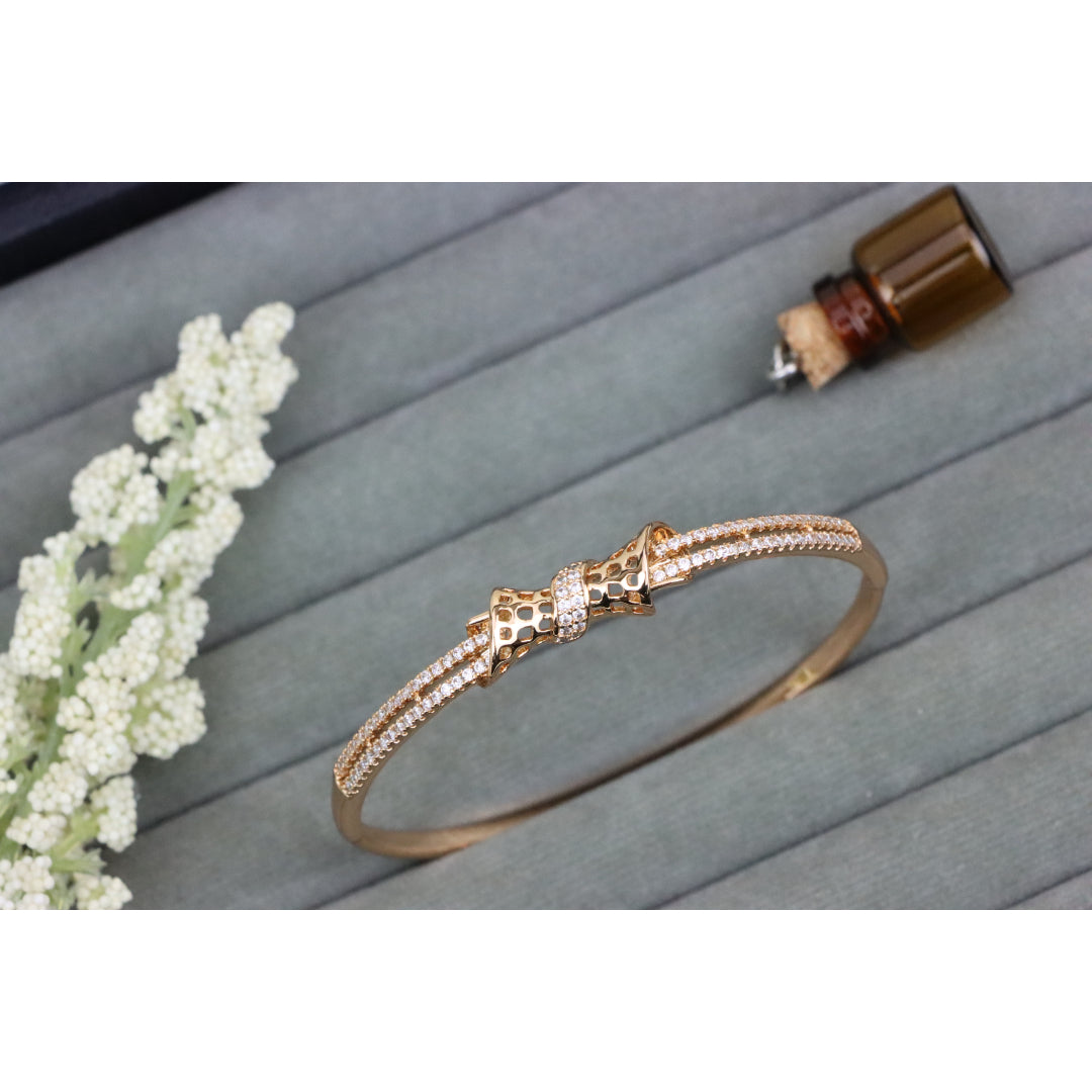 Rose Gold Bangle with Sparkling Bow Design, XPBL0574 (2058-4)