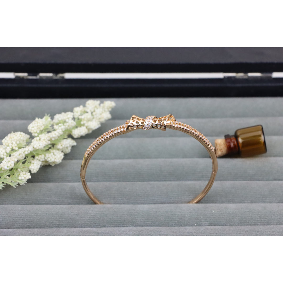 Rose Gold Bangle with Sparkling Bow Design, XPBL0574 (2058-4)
