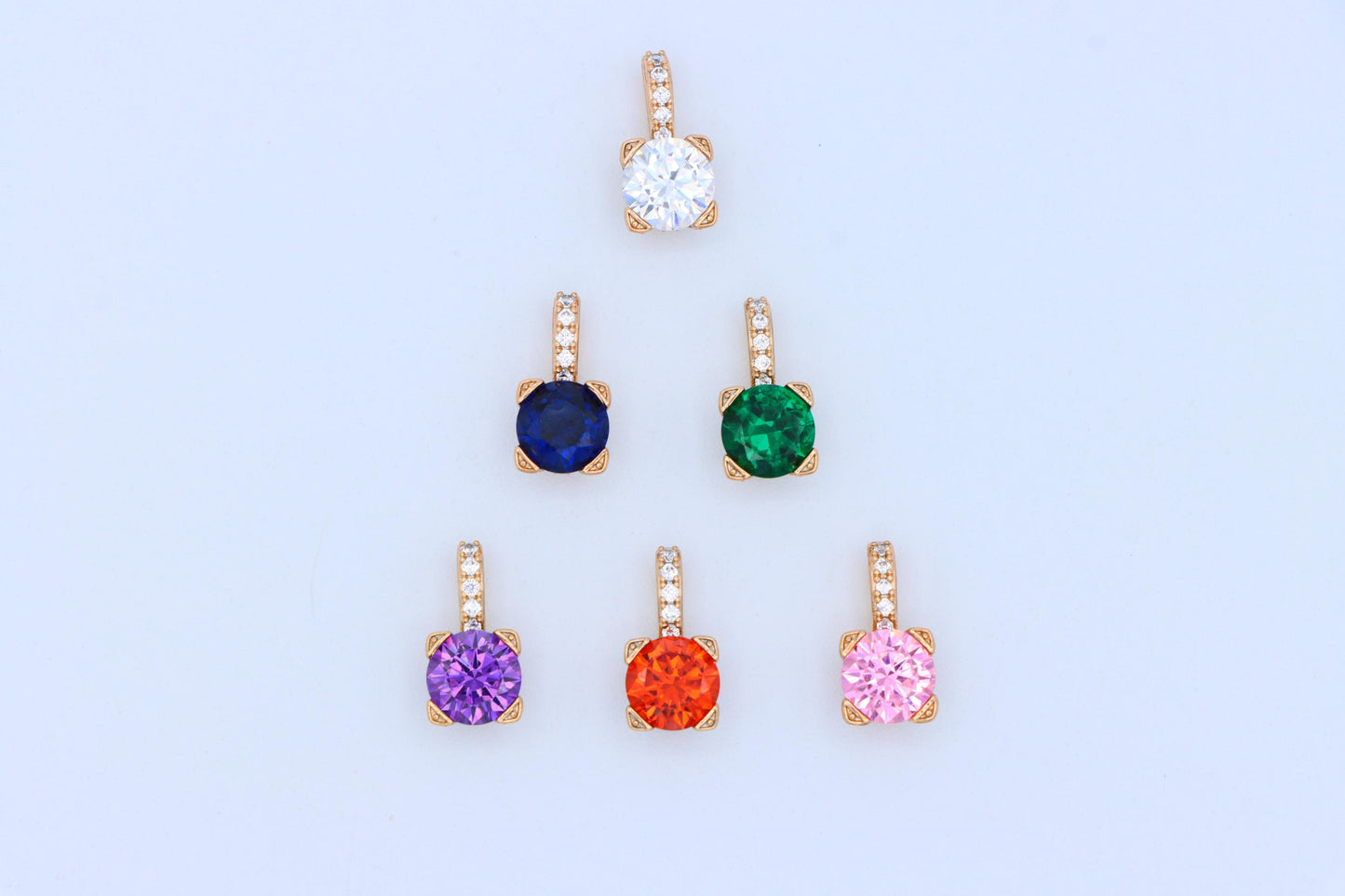 Elegant Pink Round Pendant with Gold Plated Sparkling Bail Detail, XPPT1720 (2150-8)