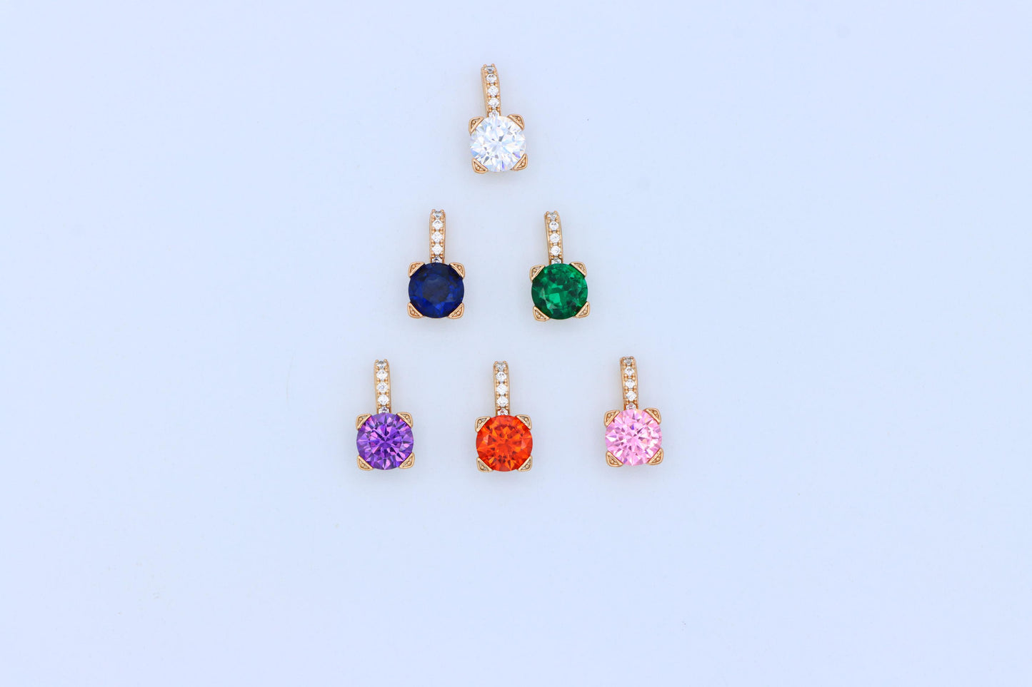 Elegant Pink Round Pendant with Gold Plated Sparkling Bail Detail, XPPT1720 (2150-8)