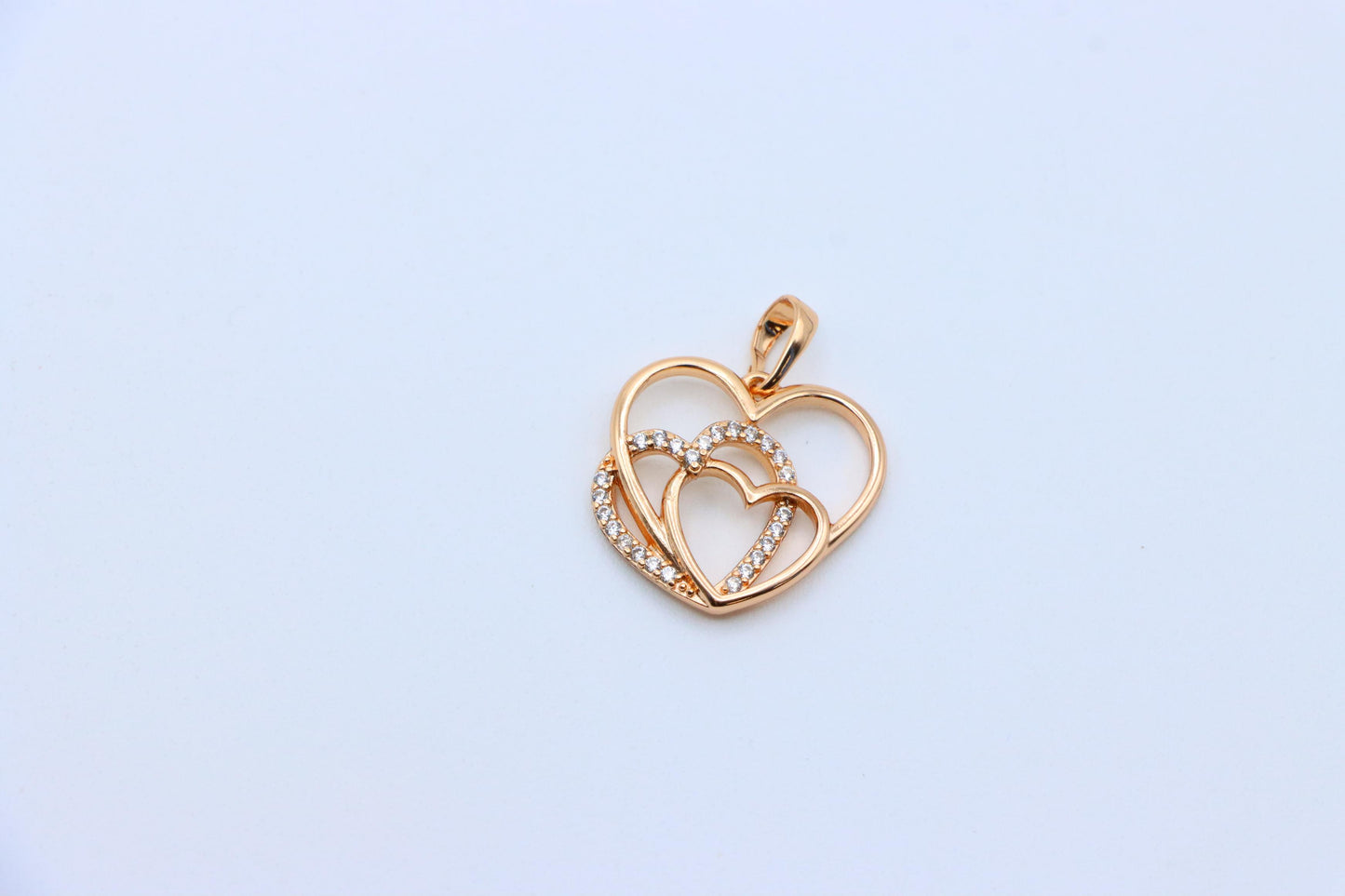 Rose Gold Pendant with Triple Heart Design and Crystal Detailing, XPPT1278 (2128-4)