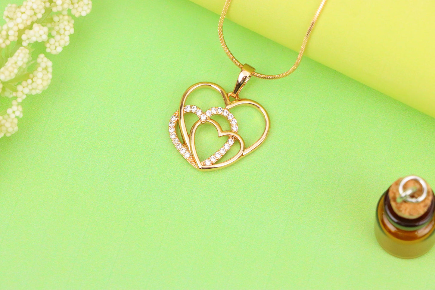 Rose Gold Pendant with Triple Heart Design and Crystal Detailing, XPPT1278 (2128-4)