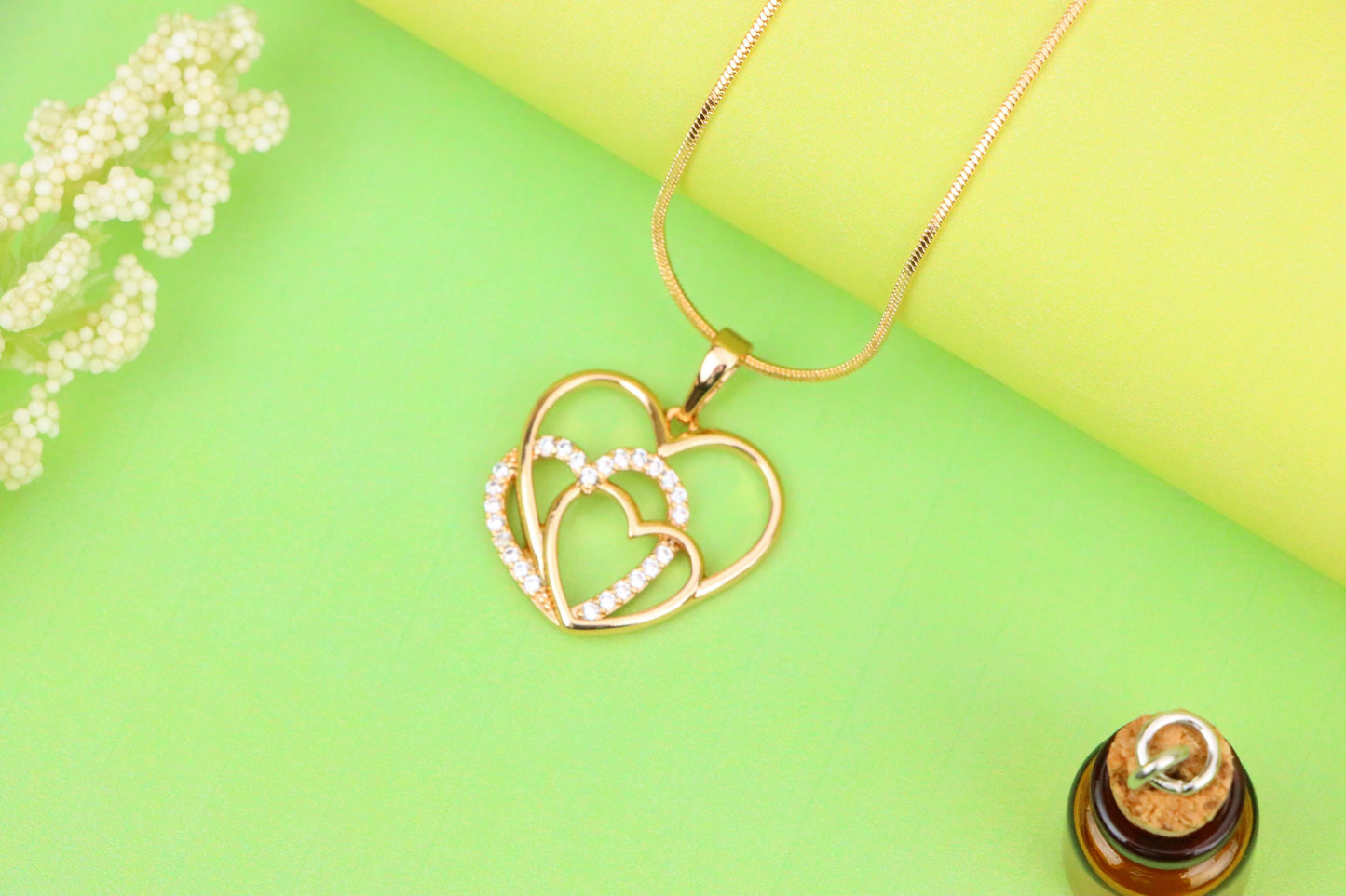 Rose Gold Pendant with Triple Heart Design and Crystal Detailing, XPPT1278 (2128-4)