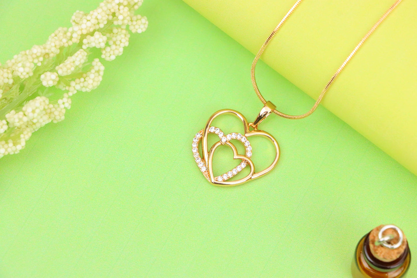 Rose Gold Pendant with Triple Heart Design and Crystal Detailing, XPPT1278 (2128-4)