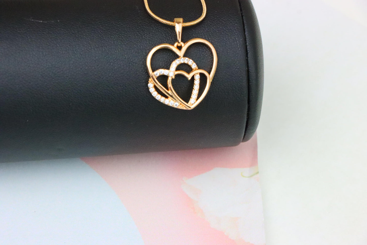 Rose Gold Pendant with Triple Heart Design and Crystal Detailing, XPPT1278 (2128-4)
