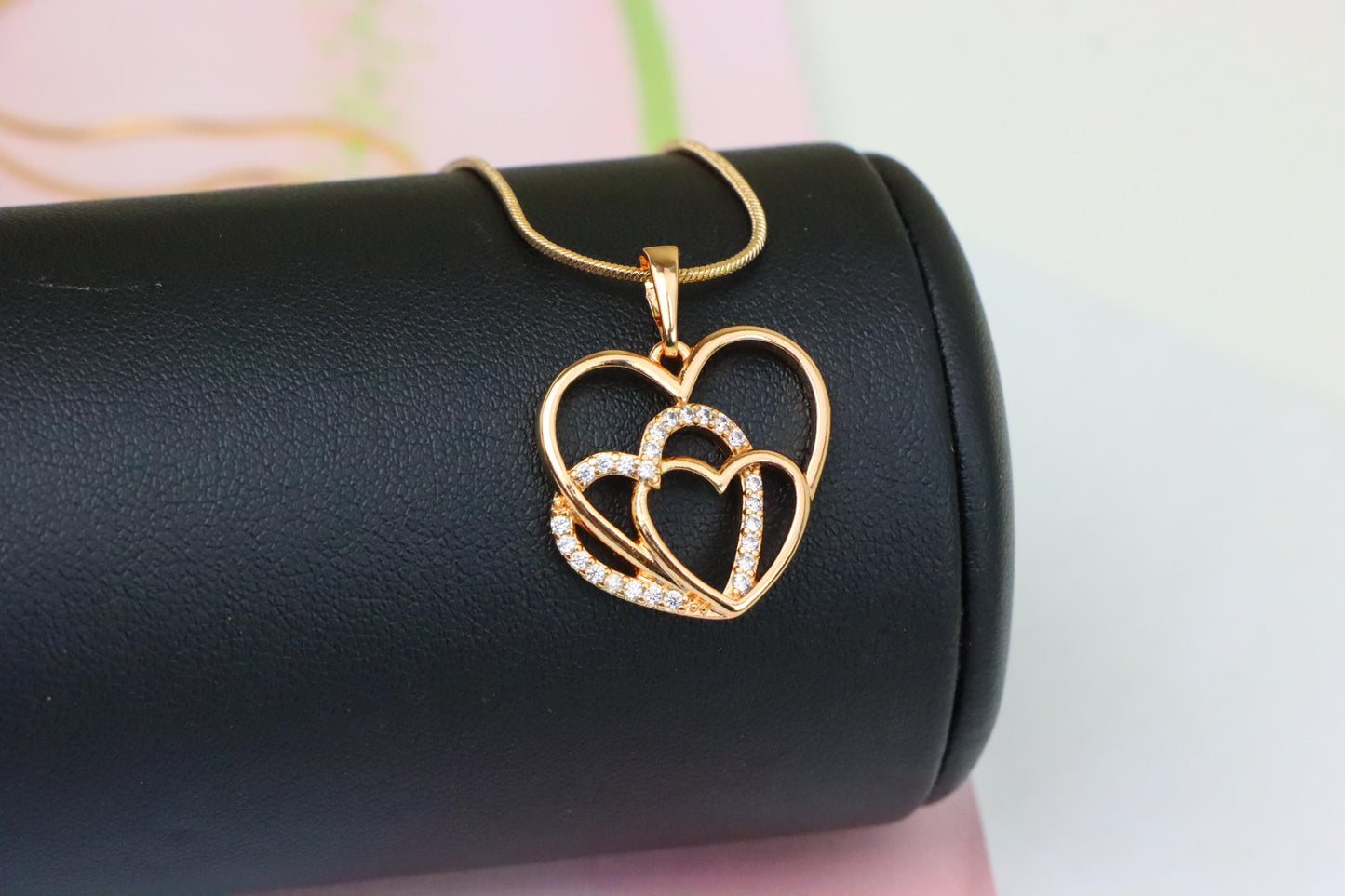Rose Gold Pendant with Triple Heart Design and Crystal Detailing, XPPT1278 (2128-4)