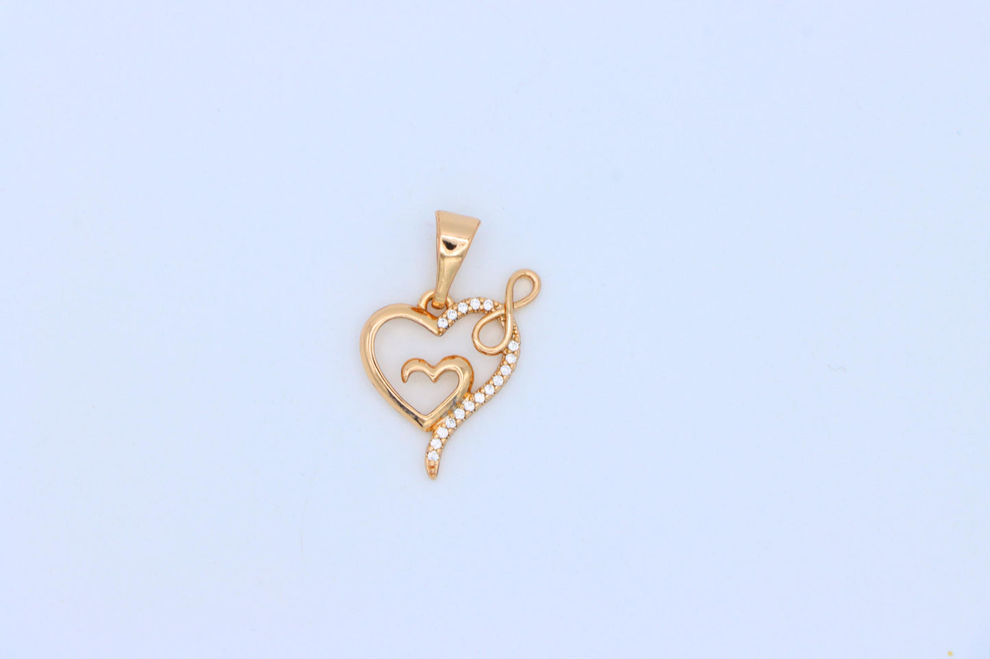 Heart Infinity Mother-Child Rose Gold Pendant with Sparkling Stones, XPPT1279 (2128-5)