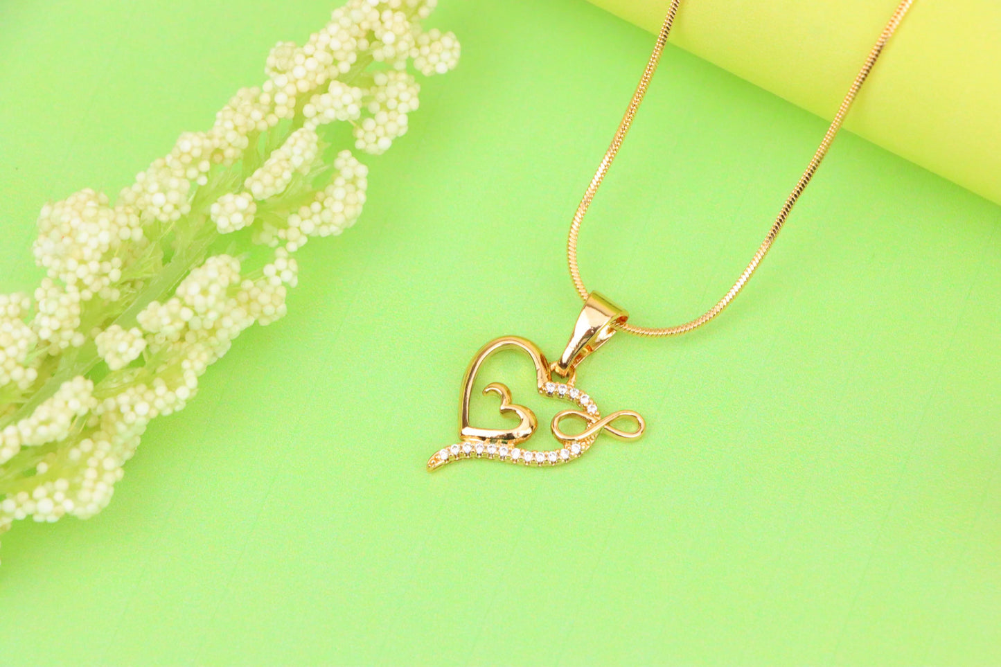 Heart Infinity Mother-Child Rose Gold Pendant with Sparkling Stones, XPPT1279 (2128-5)