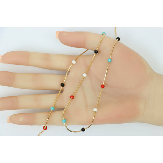 Multicolor Beaded Rose Gold Necklace Playful Charm, XPNL0138 (2014-8)