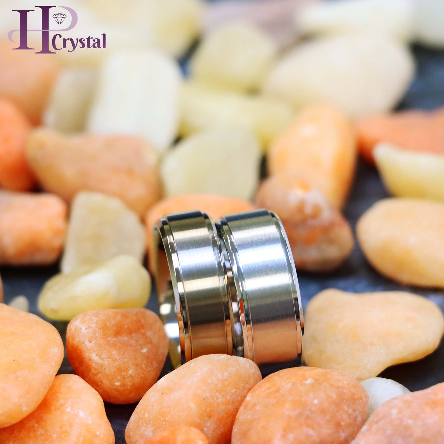 Titanium Ring Flat Brushed Center Polished Shiny Edge