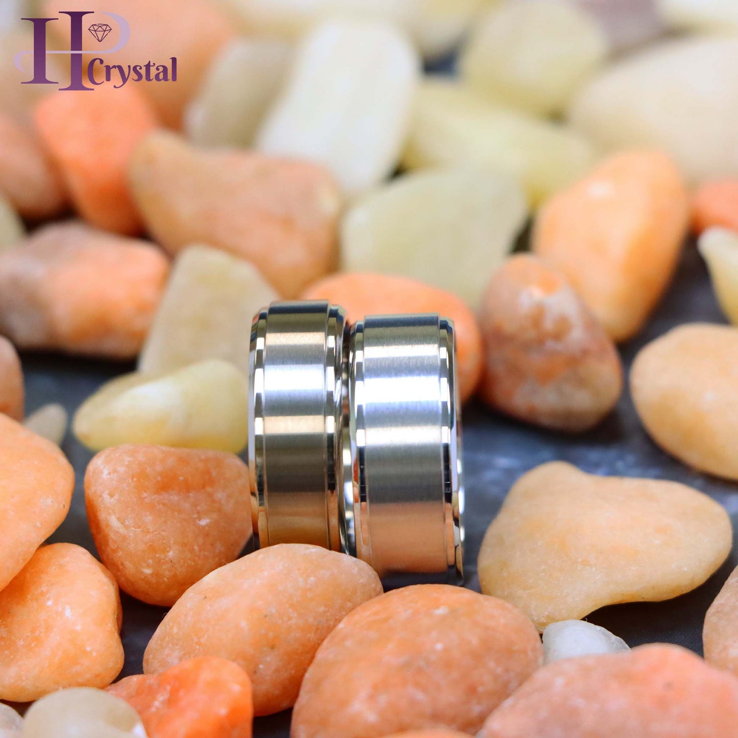 Titanium Ring Flat Brushed Center Polished Shiny Edge