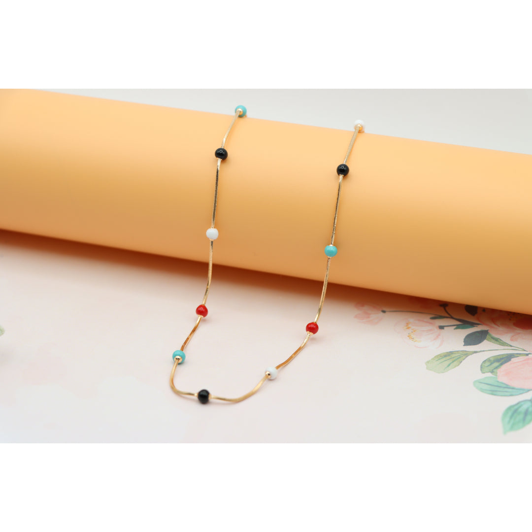 Multicolor Beaded Rose Gold Necklace Playful Charm, XPNL0138 (2014-8)