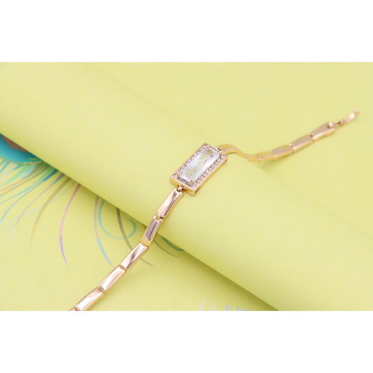 Elegant Rose Gold Bracelet with Clear Rectangular Center Stone, XPBL0958 (2096-7)
