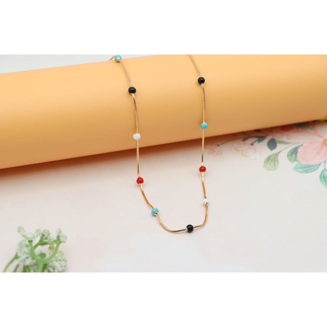 Multicolor Beaded Rose Gold Necklace Playful Charm, XPNL0138 (2014-8)