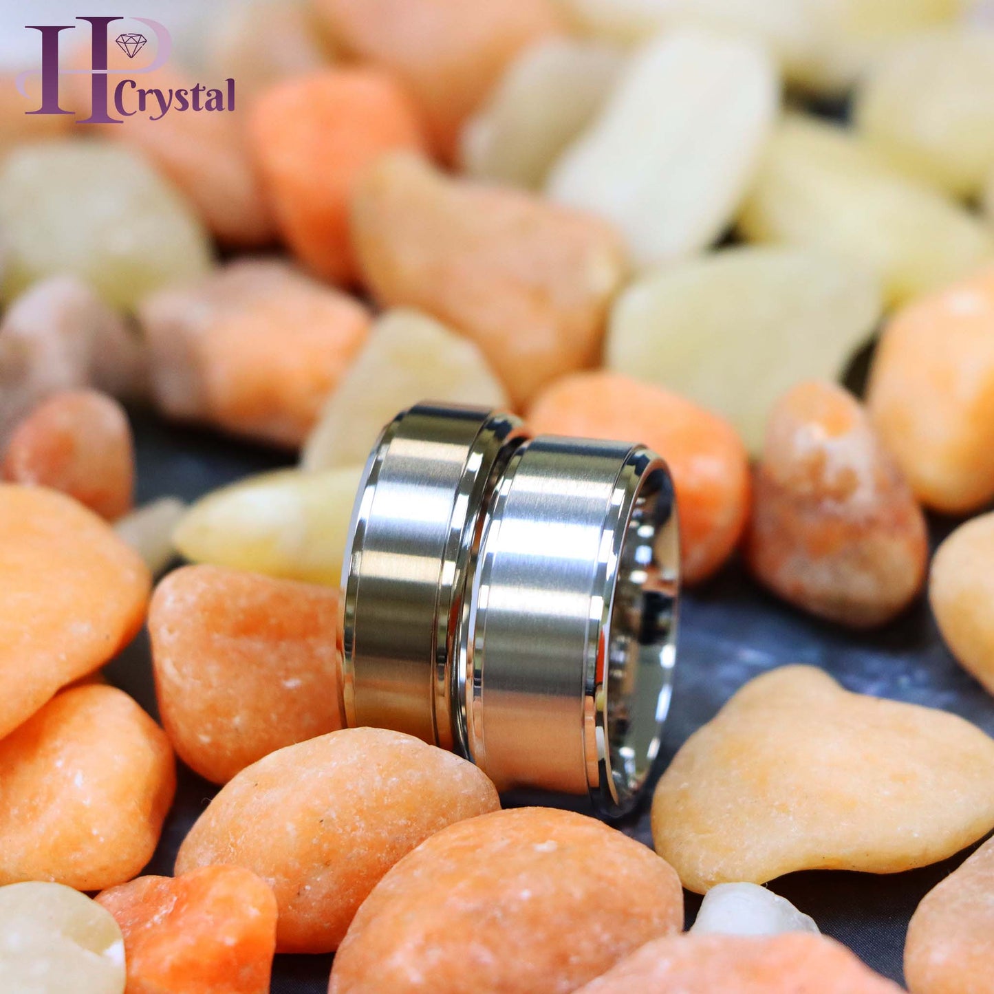 Titanium Ring Flat Brushed Center Polished Shiny Edge