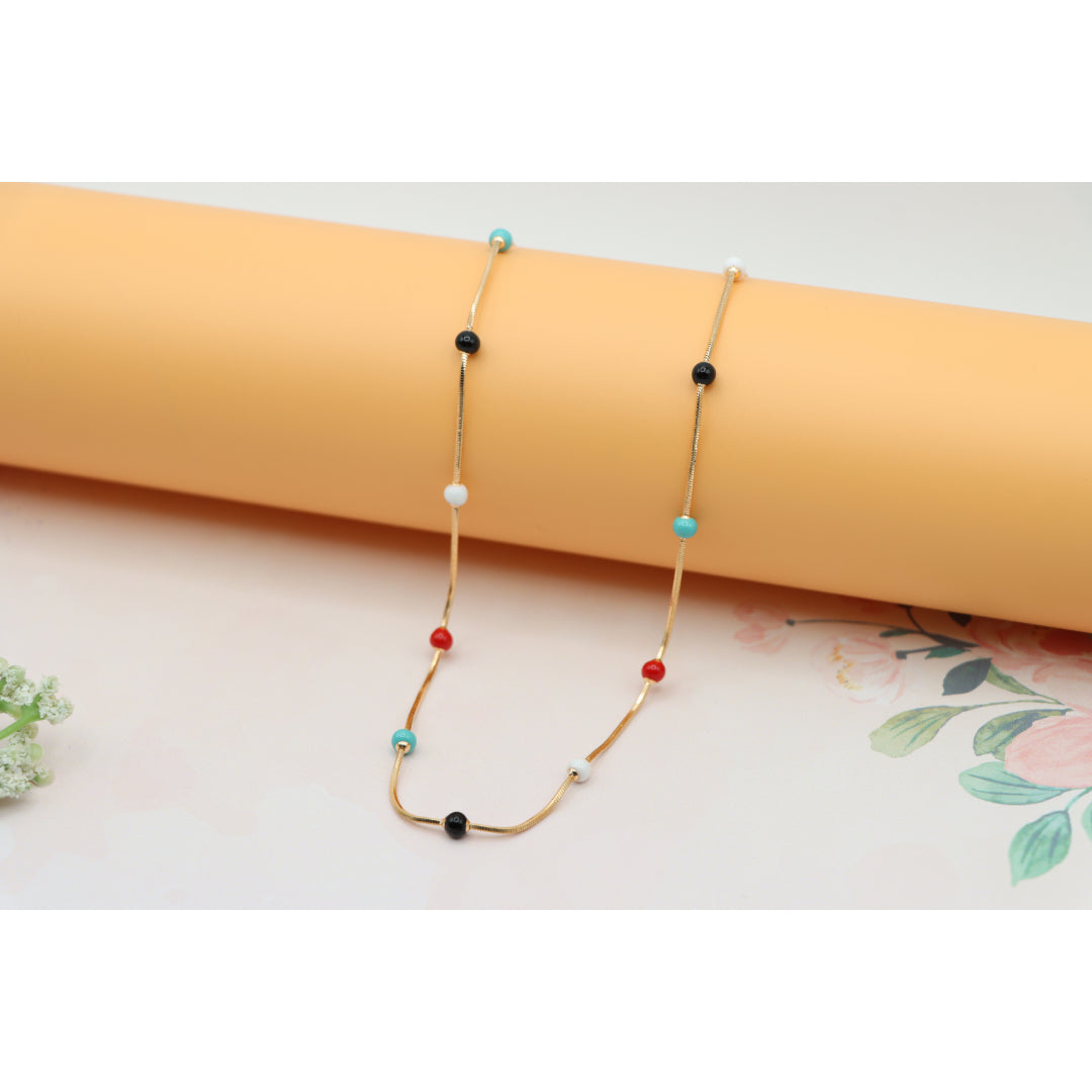 Multicolor Beaded Rose Gold Necklace Playful Charm, XPNL0138 (2014-8)