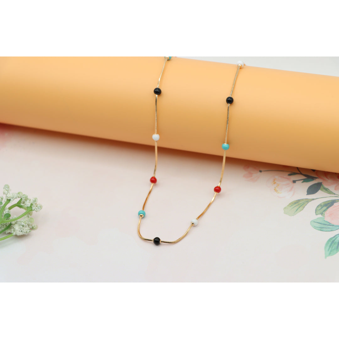 Multicolor Beaded Rose Gold Necklace Playful Charm, XPNL0138 (2014-8)