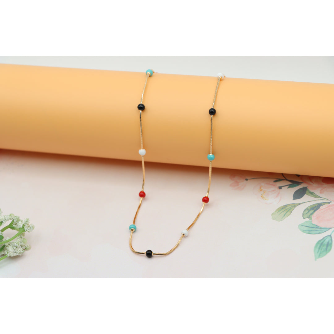 Multicolor Beaded Rose Gold Necklace Playful Charm, XPNL0138 (2014-8)
