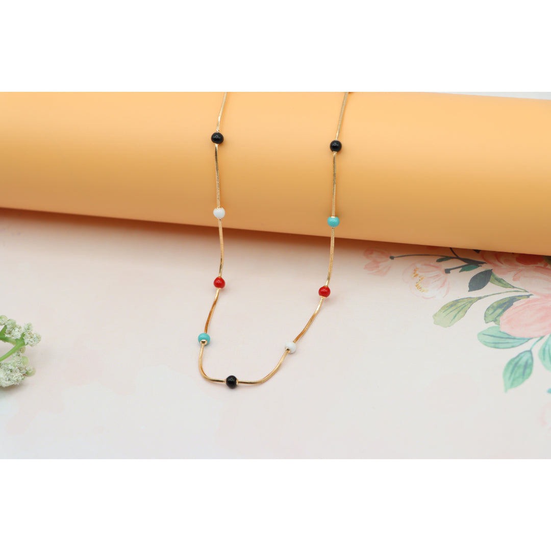 Multicolor Beaded Rose Gold Necklace Playful Charm, XPNL0138 (2014-8)