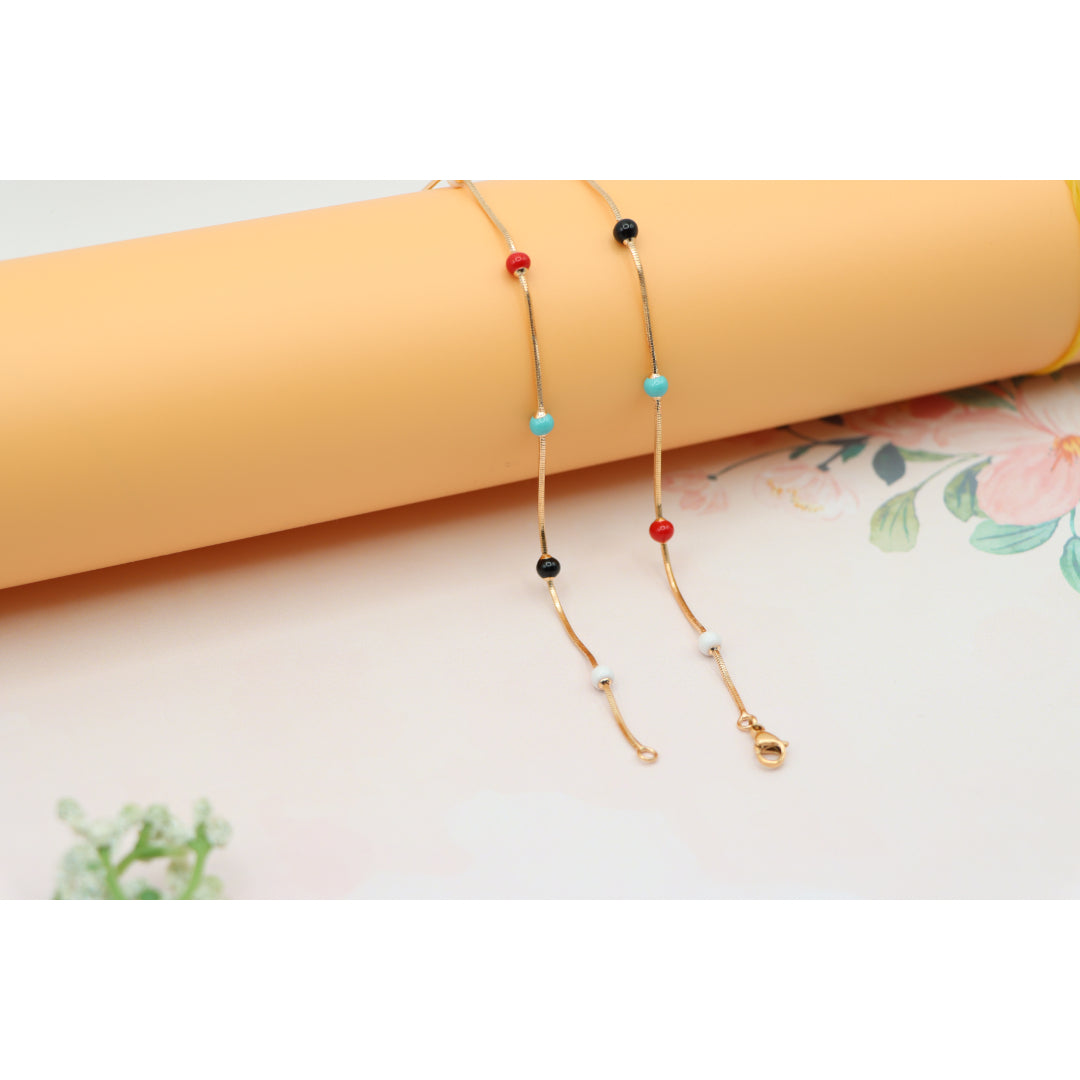 Multicolor Beaded Rose Gold Necklace Playful Charm, XPNL0138 (2014-8)