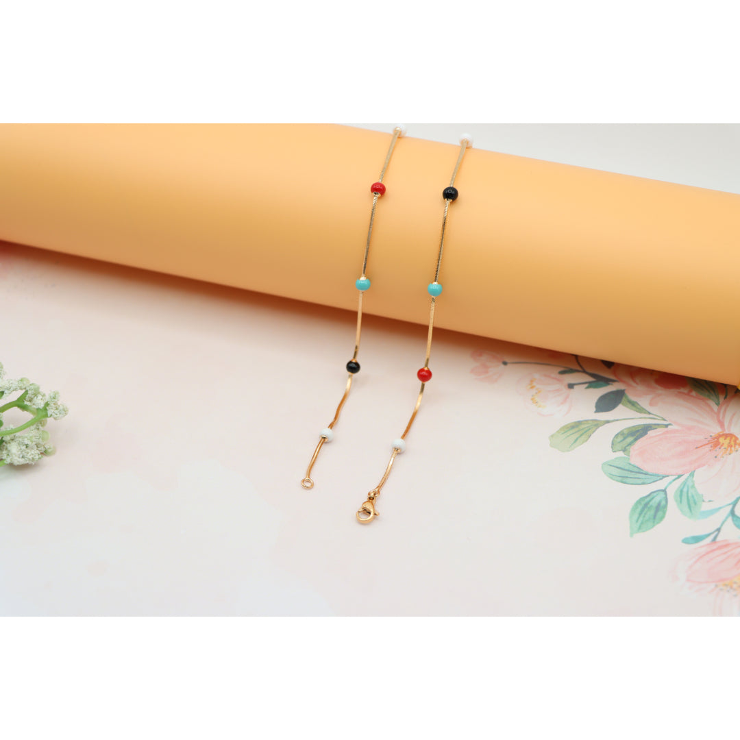 Multicolor Beaded Rose Gold Necklace Playful Charm, XPNL0138 (2014-8)