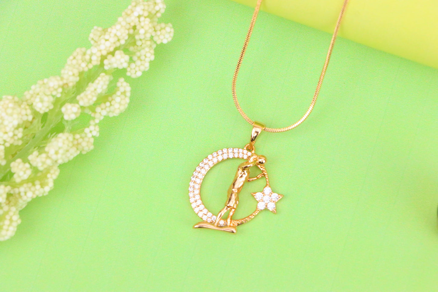 Basketball Player Moon Star Rose Gold Pendant for Men & Women, XPPT1281 (2128-7)