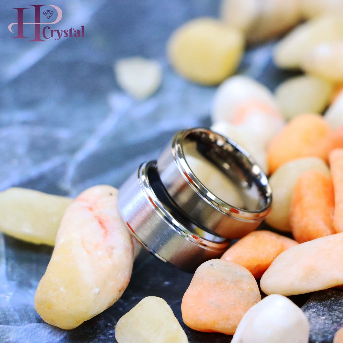 Titanium Ring Flat Brushed Center Polished Shiny Edge