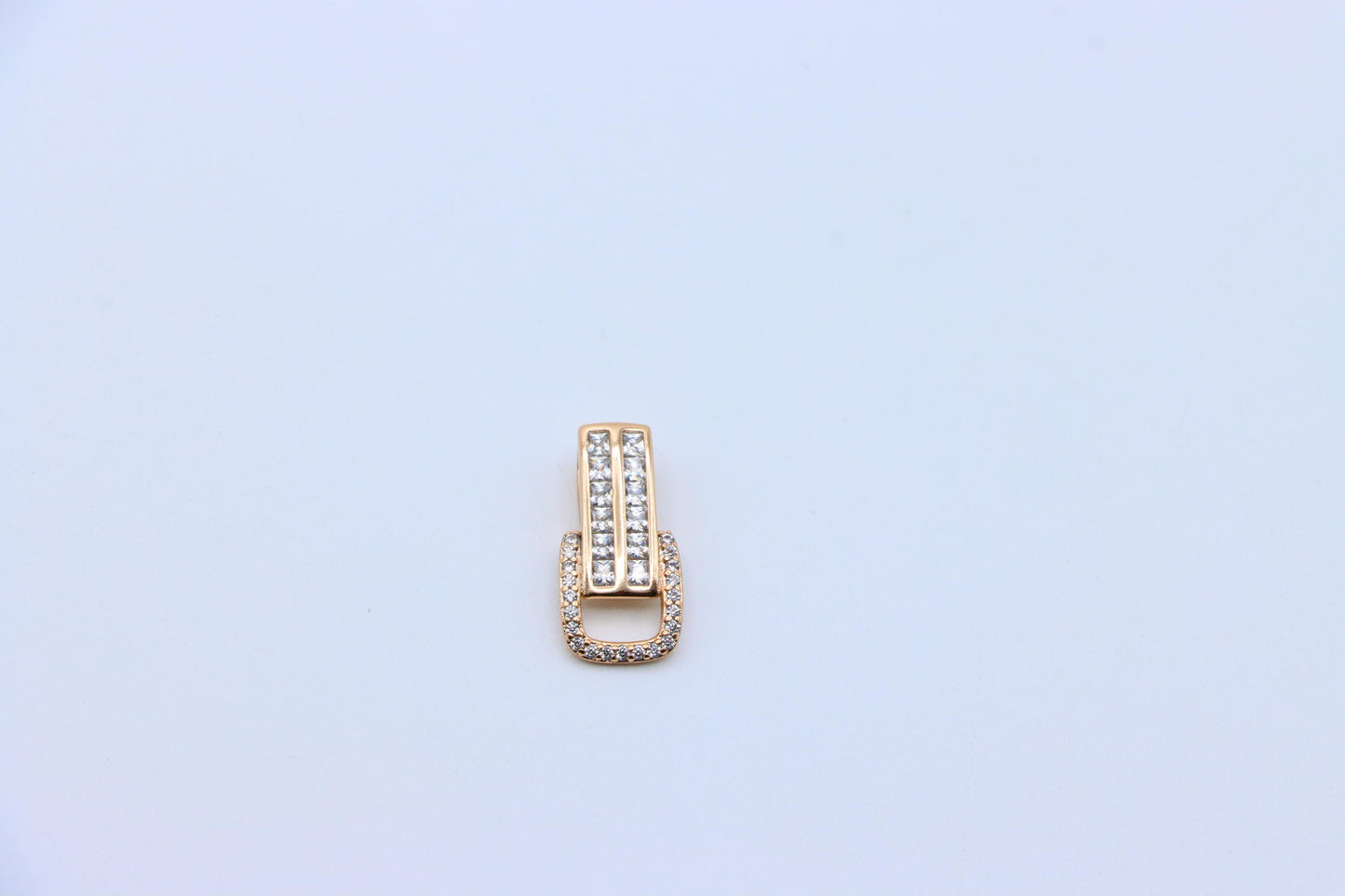 Modern Geometric Rectangle Rose Gold Pendant with Sparkling Accents, XPPT1282 (2128-8)